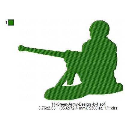 Green Army Silhouette Machine Embroidery Digitized Design Files