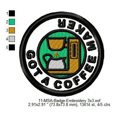 Got A Coffee Maker Mormon Merit Adulting Badge Machine Embroidery Digitized Design Files