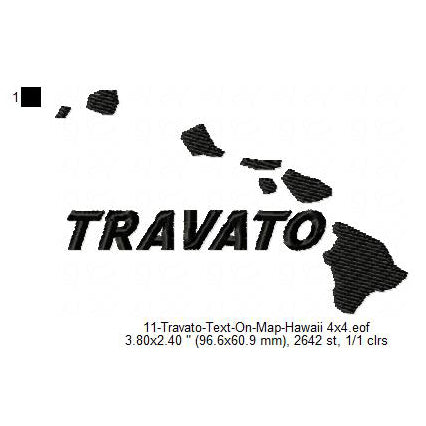 Travato Hawaii State Map Designs Machine Embroidery Digitized Design Files