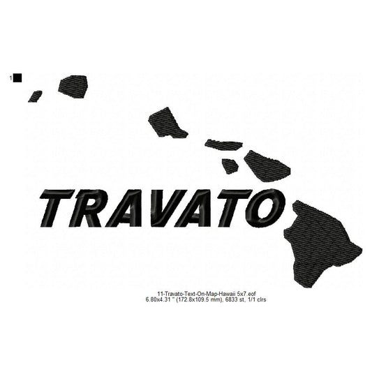 Travato Hawaii State Map Designs Machine Embroidery Digitized Design Files