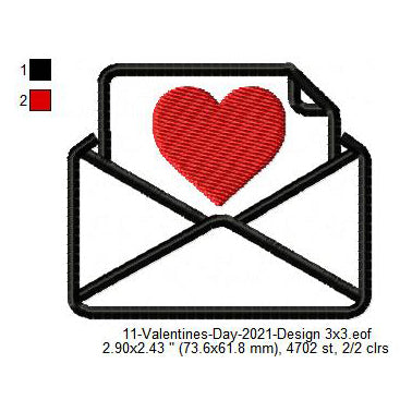 Valentines Day Love Mail Machine Embroidery Digitized Design Files