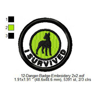 I Survived Doberman Dog Merit Adulting Badge Machine Embroidery Digitized Design Files