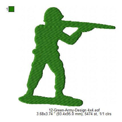 Green Army Silhouette Machine Embroidery Digitized Design Files