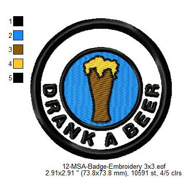 Drank A Beer Mormon Merit Adulting Badge Machine Embroidery Digitized Design Files