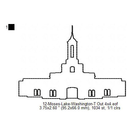 Moses Lake Washington LDS Temple Outline Machine Embroidery Digitized Design Files