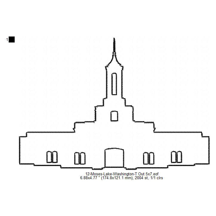 Moses Lake Washington LDS Temple Outline Machine Embroidery Digitized Design Files