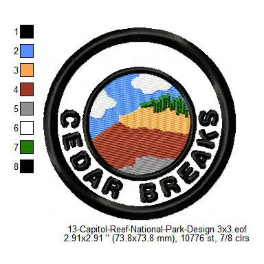 Capitol Reef National Park Merit Adulting Badge Machine Embroidery Digitized Design Files