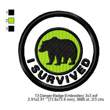 I Survived Bear Merit Adulting Badge Machine Embroidery Digitized Design Files