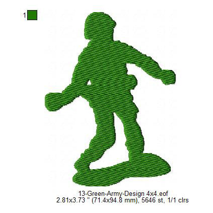 Green Army Silhouette Machine Embroidery Digitized Design Files