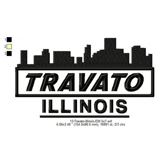 Travato Illinois State Designs Machine Embroidery Digitized Design Files