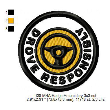 Drove Responsibly Merit Adulting Badge Machine Embroidery Digitized Design Files