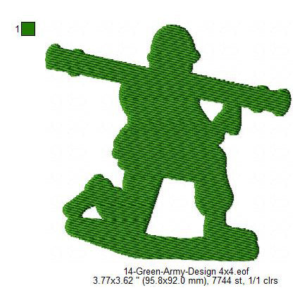 Green Army Silhouette Machine Embroidery Digitized Design Files