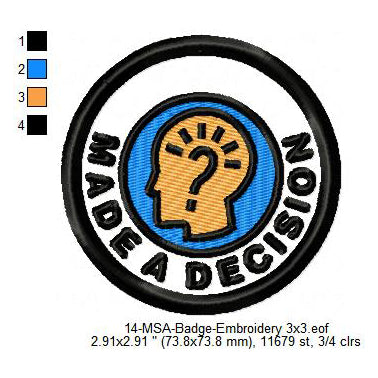 Made A Decision Mormon Merit Adulting Badge Machine Embroidery Digitized Design Files