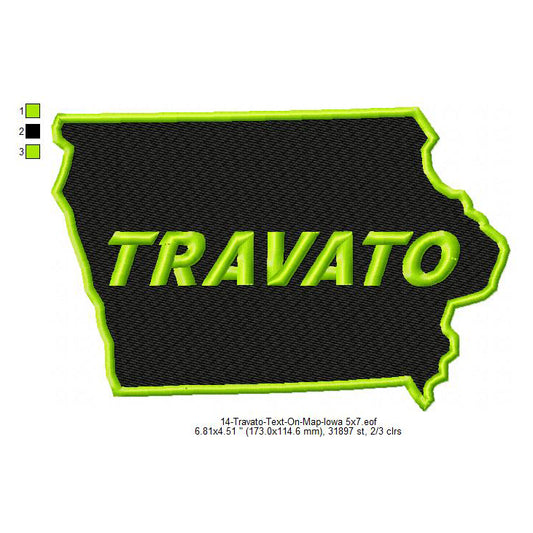 Travato Iowa State Map Designs Machine Embroidery Digitized Design Files