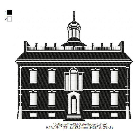 Alamy The Old State House Silhouette Machine Embroidery Digitized Design Files