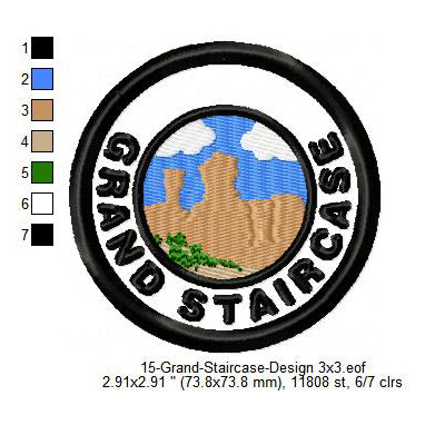 Grand Staircase State National Park Merit Adulting Badge Machine Embroidery Digitized Design Files