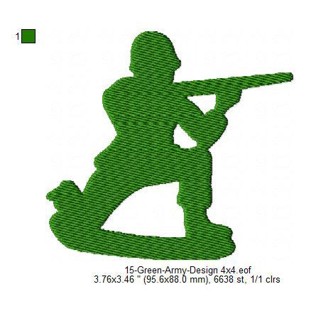 Green Army Silhouette Machine Embroidery Digitized Design Files