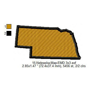 Nebraska State Map Machine Embroidery Digitized Design Files