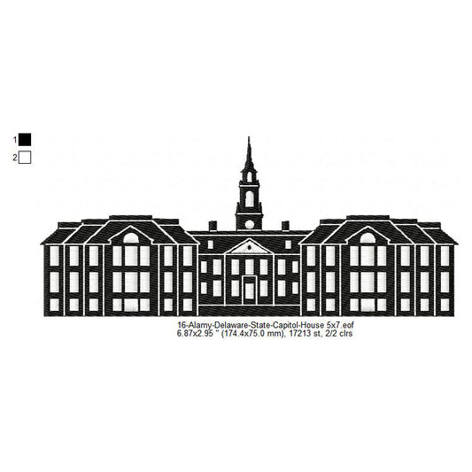 Alamy Delaware State Capitol House Silhouette Machine Embroidery Digitized Design Files