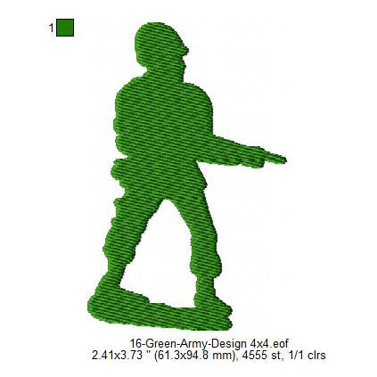 Green Army Silhouette Machine Embroidery Digitized Design Files