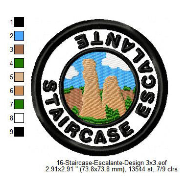 Staircase Escalante State National Park Merit Adulting Badge Machine Embroidery Digitized Design Files