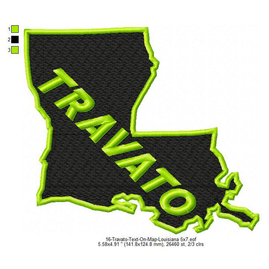 Travato Louisiana State Map Designs Machine Embroidery Digitized Design Files