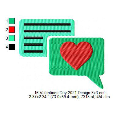 Message Love Emoji Valentines Day Machine Embroidery Digitized Design Files