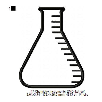 Chemistry Laboratory Flask Icons Line Art Machine Embroidery Digitized Design Files