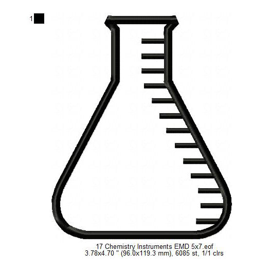 Chemistry Laboratory Flask Icons Line Art Machine Embroidery Digitized Design Files