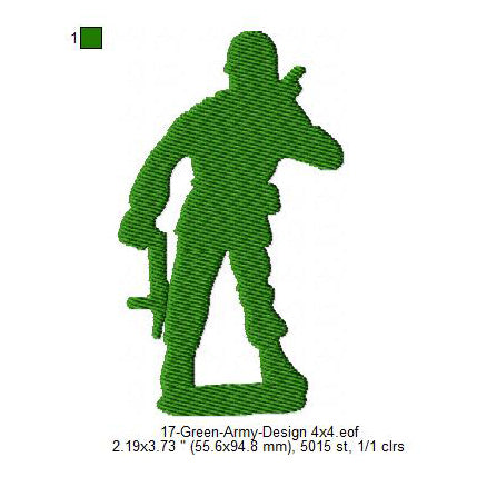 Green Army Silhouette Machine Embroidery Digitized Design Files