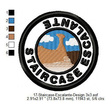 Staircase Escalante State National Park Merit Adulting Badge Machine Embroidery Digitized Design Files