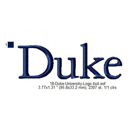 Duke University Logo Machine Embroidery Digitized Design Files