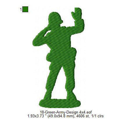 Green Army Silhouette Machine Embroidery Digitized Design Files