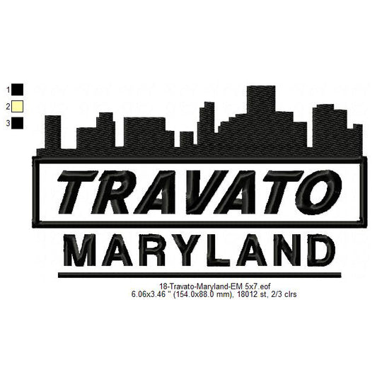 Travato Maryland State Designs Machine Embroidery Digitized Design Files