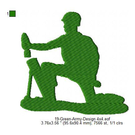 Green Army Silhouette Machine Embroidery Digitized Design Files