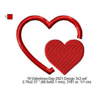 Heart Love Symbol Valentines Day Machine Embroidery Digitized Design Files