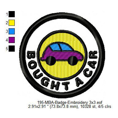 Bought A Car Merit Adulting Badge Machine Embroidery Digitized Design Files