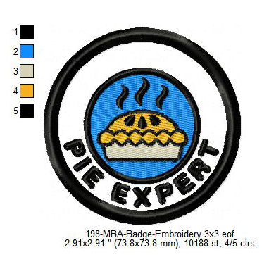 Pie Expert Merit Adulting Badge Machine Embroidery Digitized Design Files