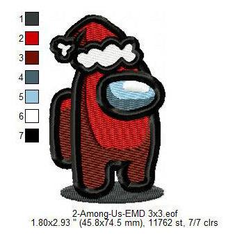 Among Us Christmas Game Character Machine Embroidery Digitized Design Files