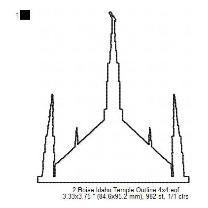 Boise Idaho LDS Temple Outline Machine Embroidery Digitized Design Files