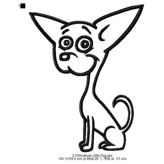 Chihuahuas Little Dog Line Art Machine Embroidery Digitized Design Files