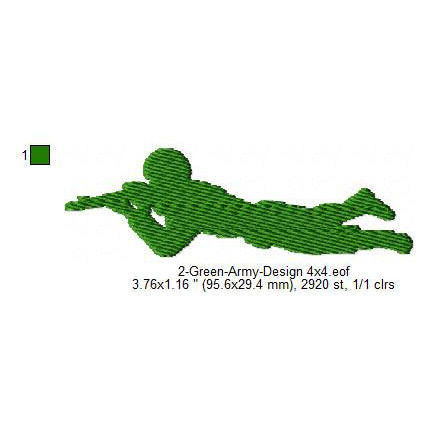 Green Army Silhouette Machine Embroidery Digitized Design Files