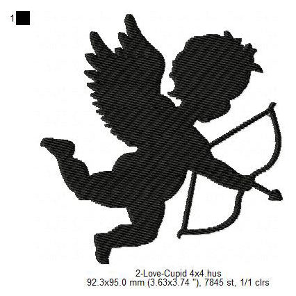 Love Cupid Symbol Silhouette Valentines Day Machine Embroidery Digitized  Design Files