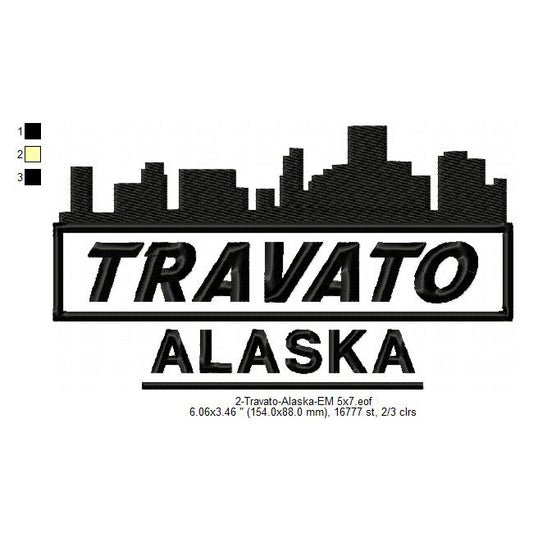 Travato Alaska State Designs Machine Embroidery Digitized Design Files