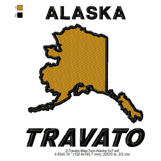 Travato Alaska State Map Designs Machine Embroidery Digitized Design Files