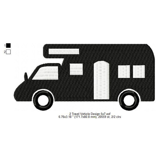 Travel Vehicle Travato Line Art Machine Embroidery Digitized Design Files