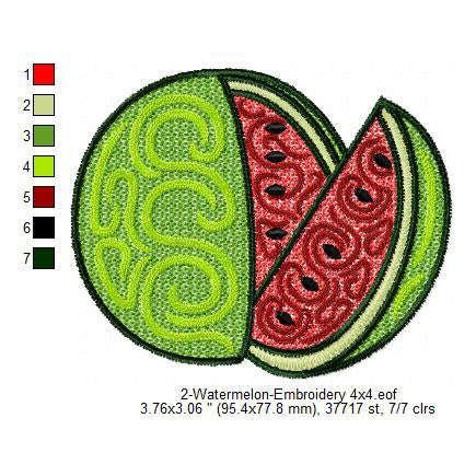 Watermelon Lace Swirl Pattern Patch Machine Embroidery Digitized Design Files