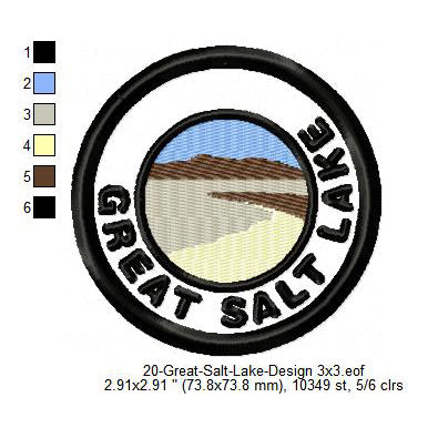 Great Salt Lake National Park Merit Adulting Badge Machine Embroidery Digitized Design Files