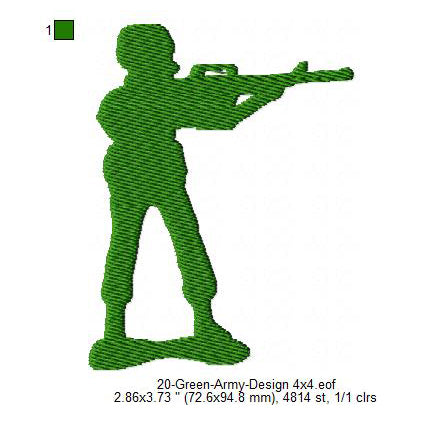 Green Army Silhouette Machine Embroidery Digitized Design Files