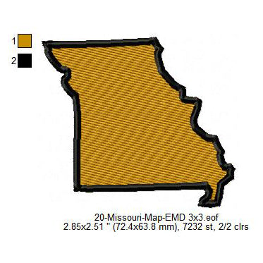 Missouri State Map Machine Embroidery Digitized Design Files